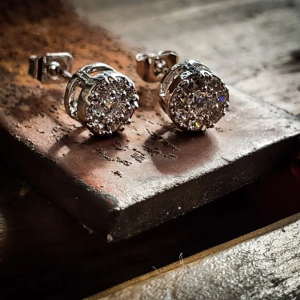 Silver Iced Out Earrings